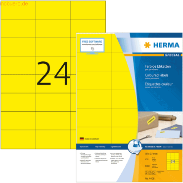 HERMA Etiketten gelb 70x37mm Special A4 VE=2400 Stück HERMA Etiketten gelb 70x37mm Special A4 VE=2400 Stück von Herma