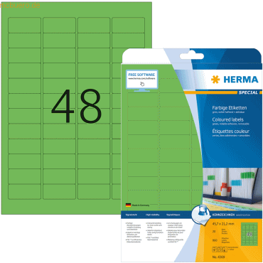 HERMA Etiketten grün 45,7x21,2mm Special A4 VE=960 Stück von Herma