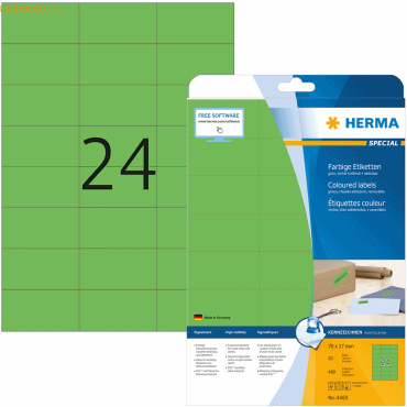 HERMA Etiketten grün 70x37mm Special A4 VE=480 Stück HERMA Etiketten grün 70x37mm Special A4 VE=480 Stück von Herma