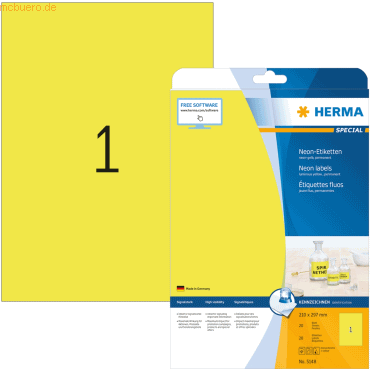 HERMA Etiketten neon-gelb 210x297mm Special A4 LaserCopy 20 Stück HERMA Etiketten neon-gelb 210x297mm Special A4 LaserCopy 20 Stück von Herma