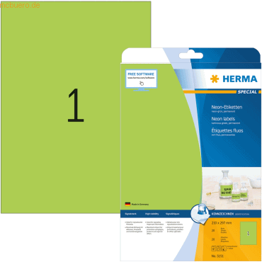 HERMA Etiketten neon-grün 210x297mm Special A4 LaserCopy 20 Stück HERMA Etiketten neon-grün 210x297mm Special A4 LaserCopy 20 Stück von Herma