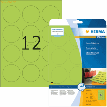 HERMA Etiketten neon-grün Durchmesser 60mm Special A4 LaserCopy 240 St HERMA Etiketten neon-grün Durchmesser 60mm Special A4 LaserCopy 240 St von Herma