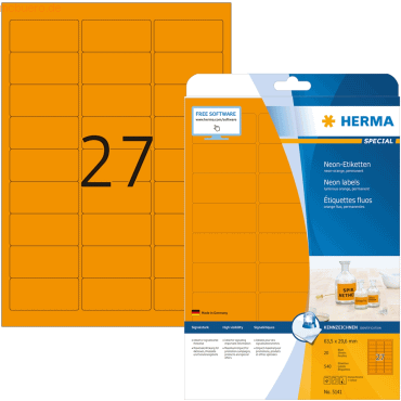 HERMA Etiketten neon-orange 63,5x29,6mm Special A4 LaserCopy 540 Stück von Herma