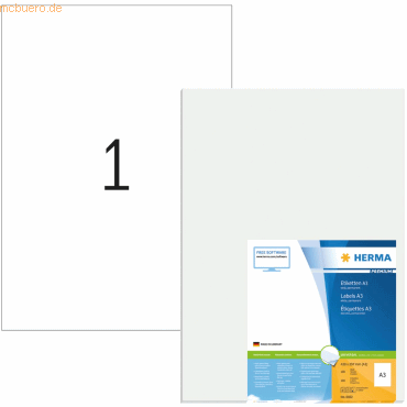 HERMA Etiketten weiß 297x420mm Premium A3 VE=100 Stück HERMA Etiketten weiß 297x420mm Premium A3 VE=100 Stück von Herma