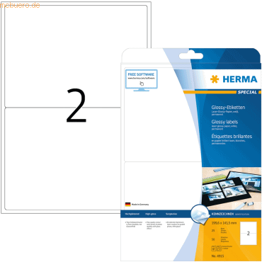 HERMA Etiketten weiß Glossy 199,6x143,5mm Special A4 LaserCopy 50 St HERMA Etiketten weiß Glossy 199,6x143,5mm Special A4 LaserCopy 50 St von Herma
