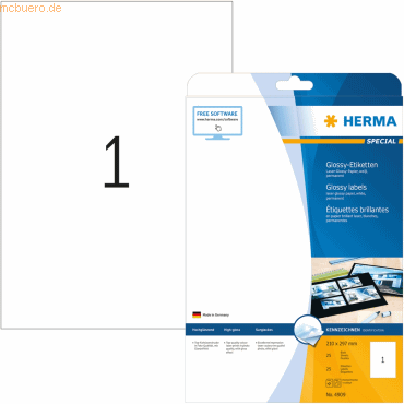 HERMA Etiketten weiß Glossy 210x297mm Special A4 LaserCopy 25 Stück HERMA Etiketten weiß Glossy 210x297mm Special A4 LaserCopy 25 Stück von Herma