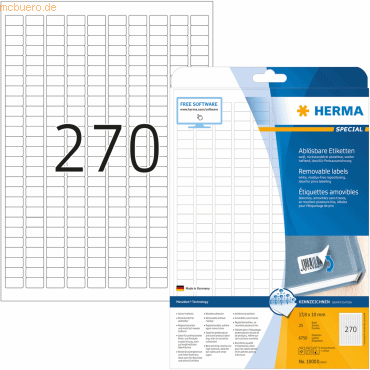 HERMA Etiketten weiß Movables/ablösbar 17,8x10mm Special A4 VE=6750 St von Herma
