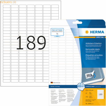 HERMA Etiketten weiß Movables/ablösbar 25,4x10mm Special A4 VE=4725 St von Herma
