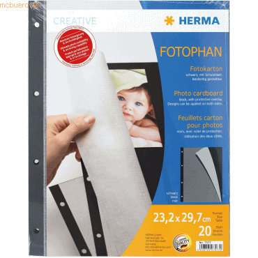 HERMA Fotokarton 230x297mm schwarz VE=20 Blatt von Herma