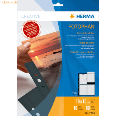 HERMA Fotophan-Sichthüllen 10x15cm hoch schwarz VE=10 Hüllen von Herma