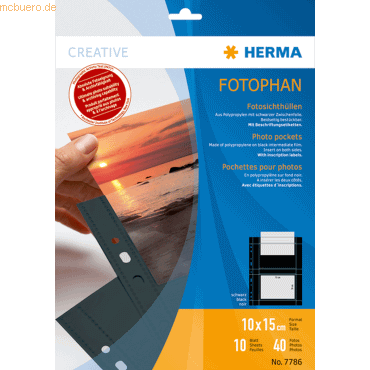 HERMA Fotophan-Sichthüllen 10x15cm quer schwarz VE=10 Hüllen von Herma