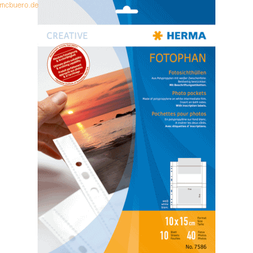 HERMA Fotophan-Sichthüllen 10x15cm quer weiß VE=10 Hüllen von Herma