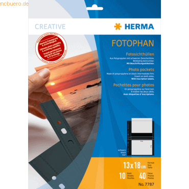 HERMA Fotophan-Sichthüllen 13x18cm quer schwarz VE=10 Hüllen von Herma