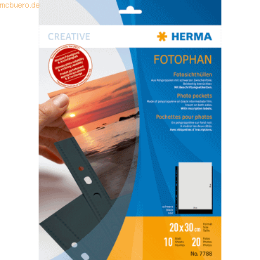 HERMA Fotophan-Sichthüllen 20x30cm schwarz VE=10 Hüllen von Herma
