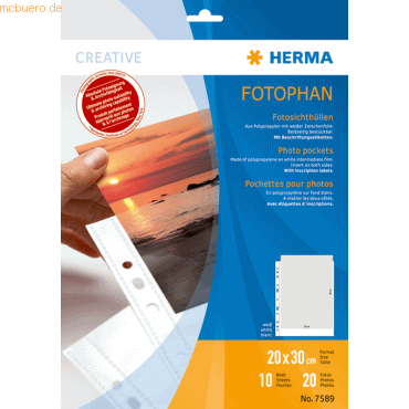 HERMA Fotophan-Sichthüllen 20x30cm weiß VE=10 Hüllen von Herma