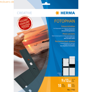 HERMA Fotophan-Sichthüllen 9x13cm hoch schwarz VE=10 Hüllen von Herma