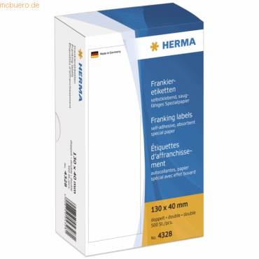 HERMA Frankier-Etiketten 130x40mm doppelt VE=500 Stück HERMA Frankier-Etiketten 130x40mm doppelt VE=500 Stück von Herma