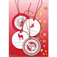 HERMA Geschenkanhänger weiß/rot/grau Xmas mit Motiv Ø 5,0 cm 4 St. HERMA Geschenkanhänger weiß/rot/grau Xmas mit Motiv Ø 5,0 cm 4 St. von Herma