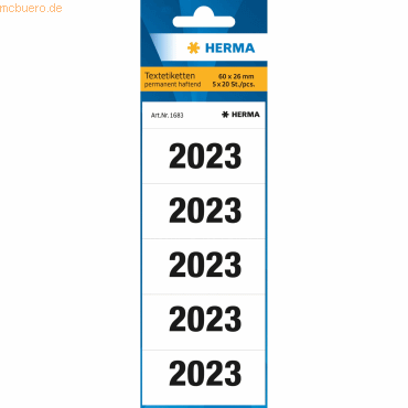 HERMA Inhaltsschild 2023 60x26mm VE=100 Stück weiß von Herma