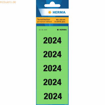 HERMA Inhaltsschild 2024 60x26mm VE=100 Stück grün HERMA Inhaltsschild 2024 60x26mm VE=100 Stück grün von Herma