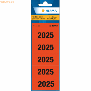 HERMA Inhaltsschild 2025 60x26mm VE=100 Stück rot von Herma