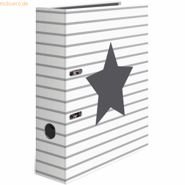 10 x HERMA Motivordner A4 70mm Stars weiß gestreift 10 x HERMA Motivordner A4 70mm Stars weiß gestreift von Herma