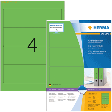 HERMA Ordneretiketten grün 192x61mm Special A4 VE=400 Stück von Herma