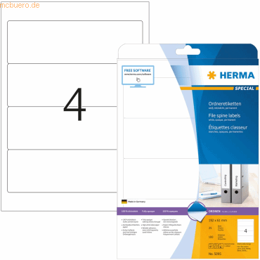 HERMA Ordneretiketten weiß 192x61mm Special A4 VE=100 Stück von Herma