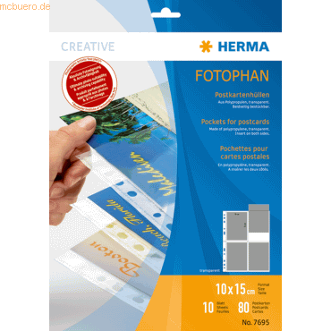 HERMA Postkartenhüllen transparenter Folie 10x15cm (WPK) VE=10 Stück von Herma