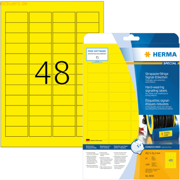 HERMA Signal-Etiketten 45,7x21,2 mm gelb stark haftend Folie matt wett von Herma