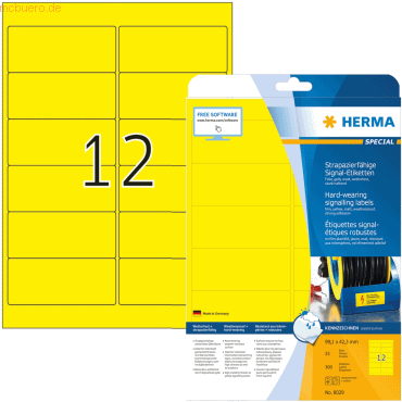 HERMA Signal-Etiketten 99,1x42,3mm gelb stark haftend Folie A4 matt we von Herma