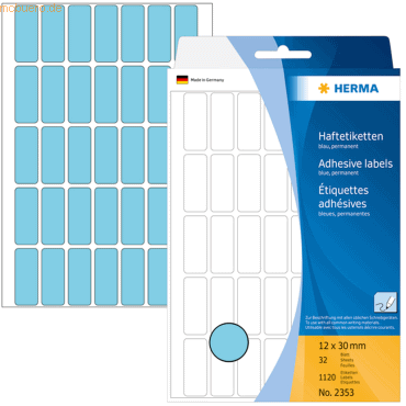 HERMA Vielzweck-Etiketten 12x30mm blau VE=1120 Stück HERMA Vielzweck-Etiketten 12x30mm blau VE=1120 Stück von Herma