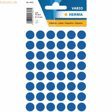 10 x HERMA Vielzweck-Etiketten 13mm dunkelblau VE=240 Stück 10 x HERMA Vielzweck-Etiketten 13mm dunkelblau VE=240 Stück von Herma