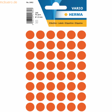 10 x HERMA Vielzweck-Etiketten 13mm rot VE=240 Stück 10 x HERMA Vielzweck-Etiketten 13mm rot VE=240 Stück von Herma