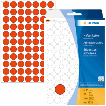 HERMA Vielzweck-Etiketten 13mm rot VE=2464 Stück HERMA Vielzweck-Etiketten 13mm rot VE=2464 Stück von Herma