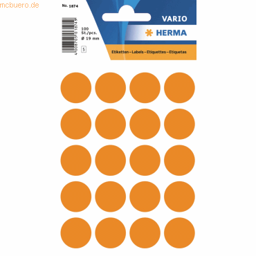 10 x HERMA Vielzweck-Etiketten 19mm leuchtorange VE=100 Stück 10 x HERMA Vielzweck-Etiketten 19mm leuchtorange VE=100 Stück von Herma