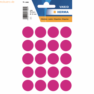 10 x HERMA Vielzweck-Etiketten 19mm pink VE=100 Stück 10 x HERMA Vielzweck-Etiketten 19mm pink VE=100 Stück von Herma