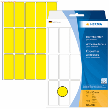 HERMA Vielzweck-Etiketten 20x50mm gelb VE=480 Stück HERMA Vielzweck-Etiketten 20x50mm gelb VE=480 Stück von Herma