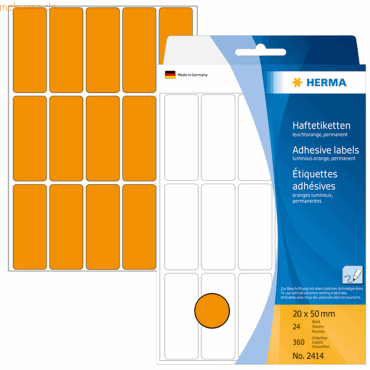 HERMA Vielzweck-Etiketten 20x50mm leuchtorange VE=360 Stück HERMA Vielzweck-Etiketten 20x50mm leuchtorange VE=360 Stück von Herma