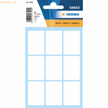 10 x HERMA Vielzweck-Etiketten 24x35mm weiß VE=63 Stück 10 x HERMA Vielzweck-Etiketten 24x35mm weiß VE=63 Stück von Herma