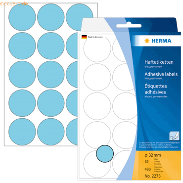 HERMA Vielzweck-Etiketten 32mm blau VE=480 Stück HERMA Vielzweck-Etiketten 32mm blau VE=480 Stück von Herma