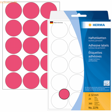 HERMA Vielzweck-Etiketten 32mm leuchtrot VE=360 Stück HERMA Vielzweck-Etiketten 32mm leuchtrot VE=360 Stück von Herma