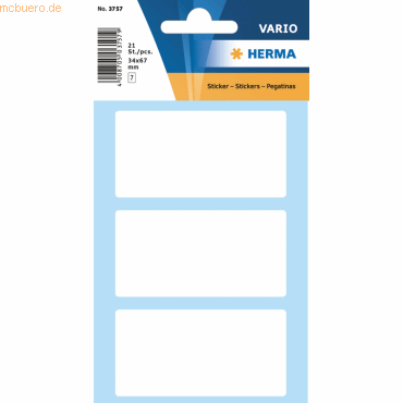 10 x HERMA Vielzweck-Etiketten 34x67mm weiß VE=21 Stück 10 x HERMA Vielzweck-Etiketten 34x67mm weiß VE=21 Stück von Herma