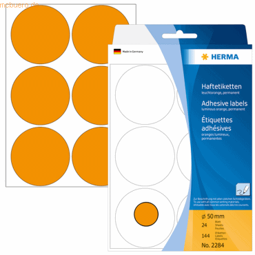 HERMA Vielzweck-Etiketten 50mm leuchtorange VE=144 Stück von Herma