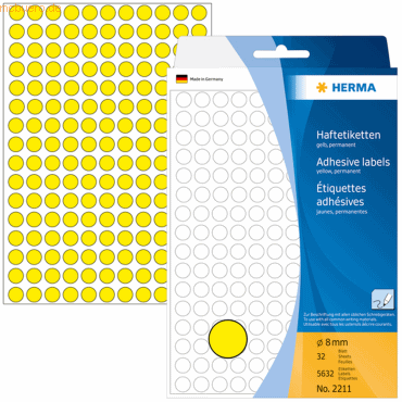 HERMA Vielzweck-Etiketten 8mm gelb VE=5632 Stück HERMA Vielzweck-Etiketten 8mm gelb VE=5632 Stück von Herma