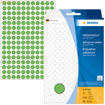 HERMA Vielzweck-Etiketten 8mm grün VE=5632 Stück HERMA Vielzweck-Etiketten 8mm grün VE=5632 Stück von Herma