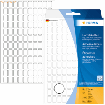 HERMA Vielzweck-Etiketten 8x12mm weiß VE=3840 Stück von Herma