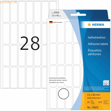 HERMA Vielzwecketikett 13x40mm ablösbar weiß VE=672 Etiketten HERMA Vielzwecketikett 13x40mm ablösbar weiß VE=672 Etiketten von Herma