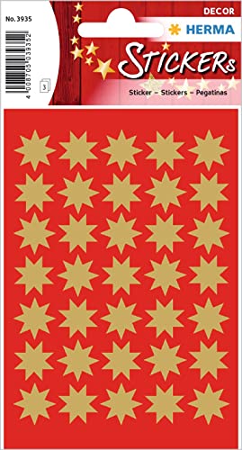 HERMA 3935 Aufkleber Sterne Gold klein, 105 Stück, 16 mm, Stern Sticker aus Papier, Weihnachtssticker Sternaufkleber für Weihnachten Geschenke Adventskalender Dekoration Kinder Belohnung DIY Basteln von HERMA