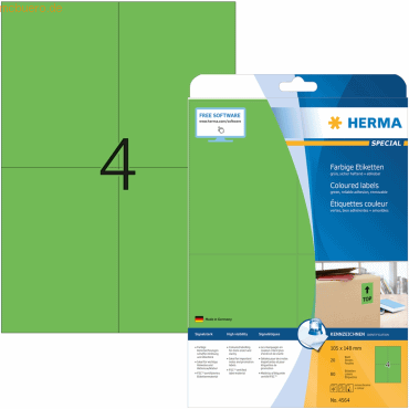 Herma Etiketten 105x148 mm grün ablösbar Papier matt VE= 80 Stück Herma Etiketten 105x148 mm grün ablösbar Papier matt VE= 80 Stück von Herma